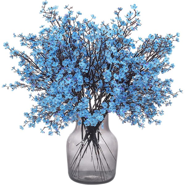 6 Stk Efterår Faux Blomster Falske Babys Breath Blomst Bulk Kunstig Gypsophila Buket Silke Blomsterarrangementer Centerpieces for Home Køkken Soveværelse Blue