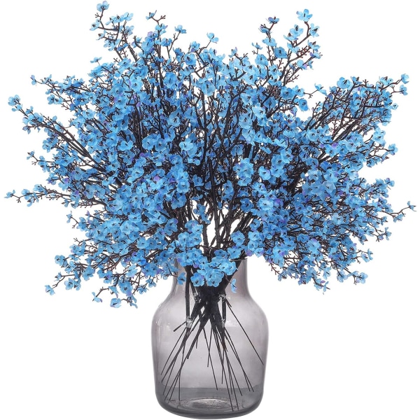 6 stk Fall Faux Blomster Falske Babyer Pust Blomst Bulk Kunstig Gypsophila Bukett Silke Blomsterarrangement Sentrum for Hjem Kjøkken Soverom Blue