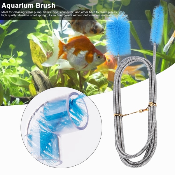 Dobbelthodet rensebørste for akvarium Luftrør Rørslange Akvariumrensebørster (blå)