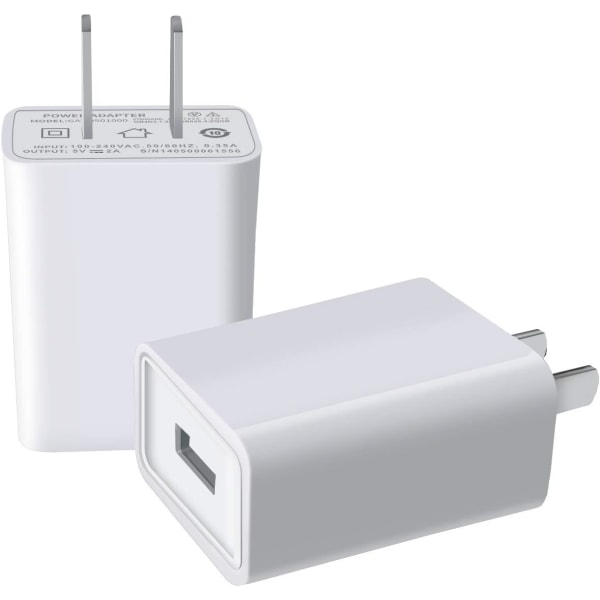 USB seinälaturi 5V 2A AC power (valkoinen 2 kpl)