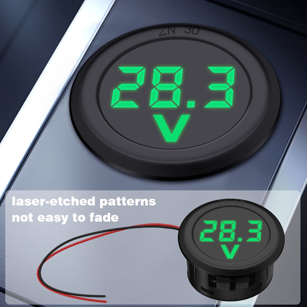 Set med 2 digitala voltmetertestare, LED-display, DC 5 ~ 100 V, LED, Svart
