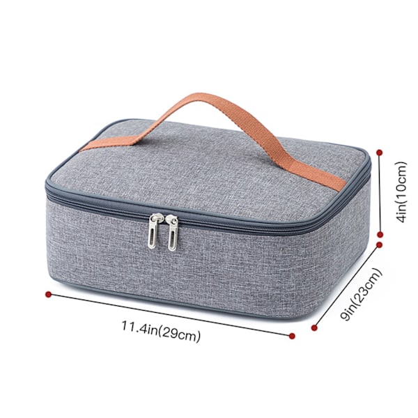 Lunch Bento Bag Thicken Rectangular Portable Waterproof Aluminum Film Insulation Bag for Student Office Gray