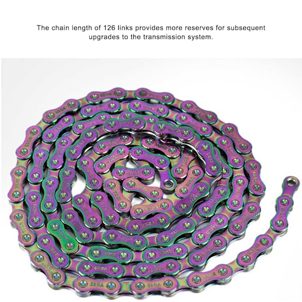 VG Sports 12-trinns sykkelkjede 1/2x11/128 tommer 126 ledd Lett sykkelkjede for terrengsykkel Multifarget