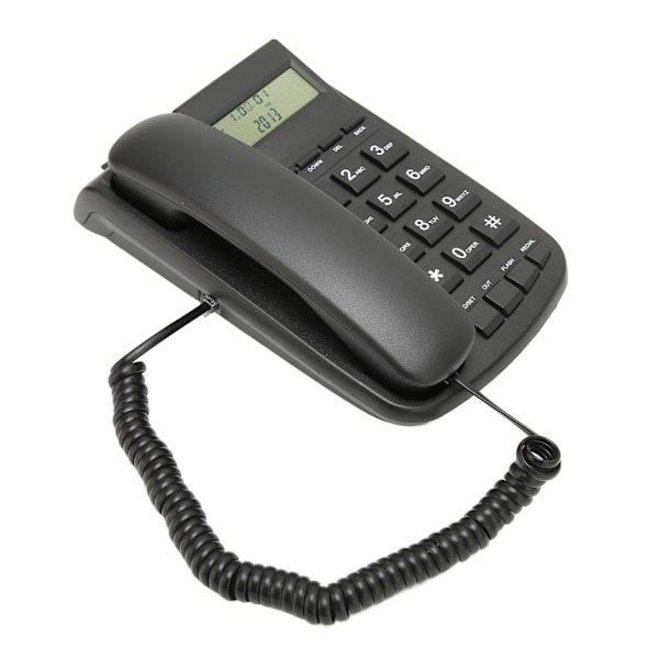 Fasttelefon med nummerpresentation, stora knappar, volymjustering, väggmontering, skrivbordsfasttelefon med LCD-bakgrundsbelysning