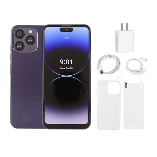 Olåst Mobiltelefon 4G 6,7 Tum HD Kapselskärm 8GB RAM 256GB ROM 16MP Front 32MP Bakre Kamera Ansiktsigenkänning Smartphone för Android 12 100 till