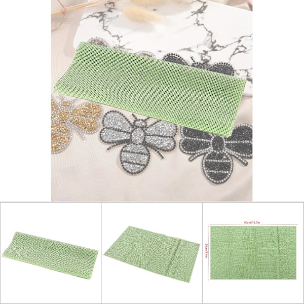 24*40cm Klæbende Glas Krystal Trim Rhinestones Mesh Dekoration Tøj Applikationer (Chartreuse)