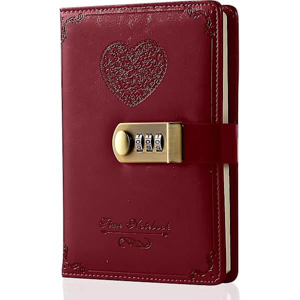 B6 Diary with Lock for Girls - Leather Password Lock Journal Cute Secret Diary Notebook with Combination Lock