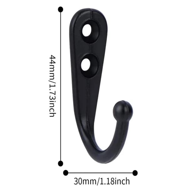 10 Wall Hooks with Screws - Coat Hanger Black black