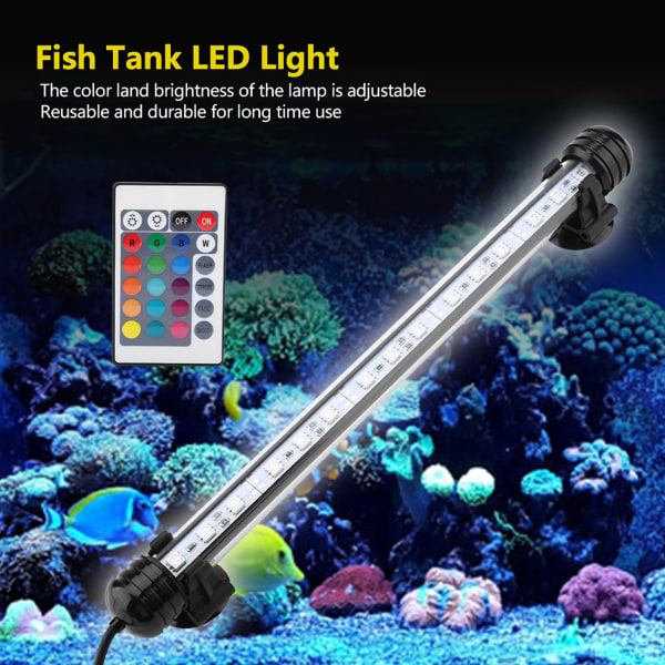 Varmebestandig fortykket akvarium LED-lampe Lys Akvarium Decor 110~240V (MF15U, EU-stik)