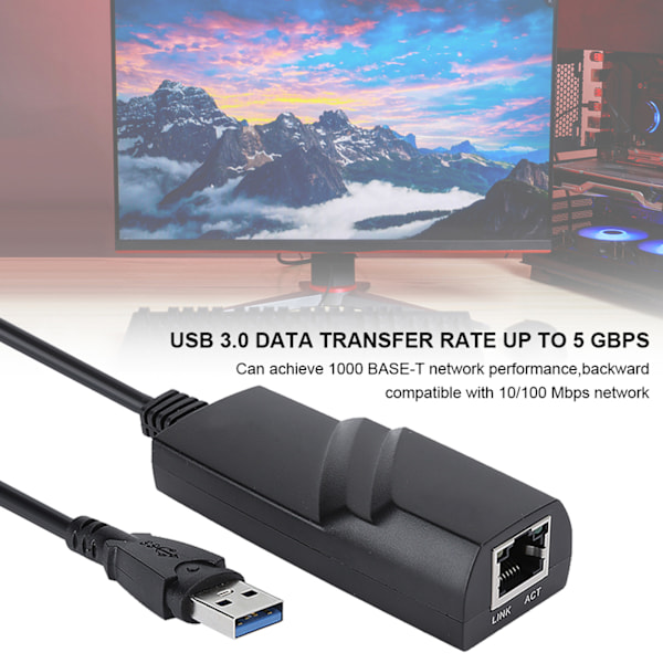 RJ45 Ethernet Nätverks LAN Adapter Snabb Datortillbehör för PC USB 3.0 till 10/100/1000 Mbps