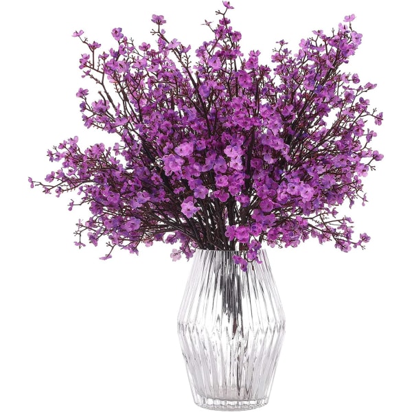 6 stk Fall Faux Blomster Falske Babyer Pust Blomst Bulk Kunstig Gypsophila Bukett Silke Blomsterarrangement Sentrum for Hjem Kjøkken Soverom Purple