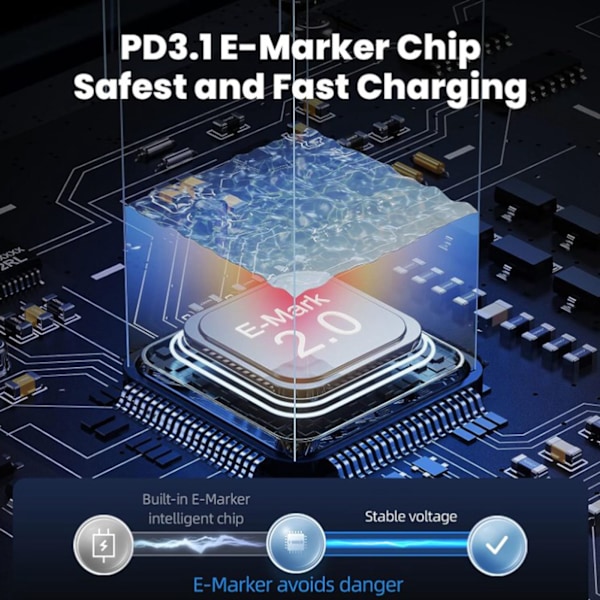 USB C till USB C Kabel 240W PD3.1 Snabbladdning E Mark Chip 480Mbps 1m Hane till Hane USB C Förlängningskabel för Surfplatta