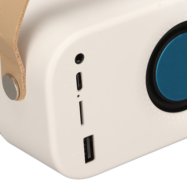 Bluetooth Högtalare Stereo HiFi Ljud USB Laddning Retro Portabel Trådlös Högtalare för Hemresa Vit