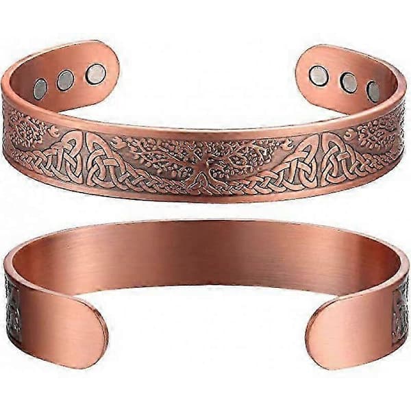 Magnetisk helsearmbånd for menn og kvinner, 6 magneter, solid kobbermansjettarmbånd [TT]