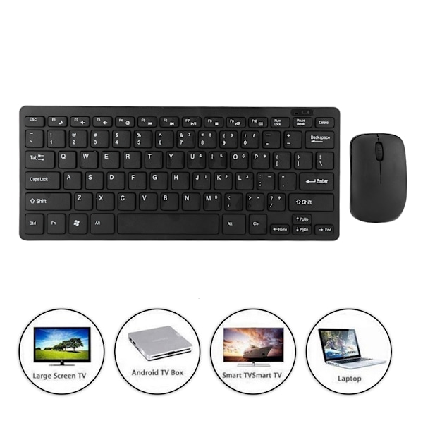 för HK-03 2.4G Mini Trådlöst Tangentbord och Optisk Mus Set för Stationär Dator Laptop Smart TV Svart