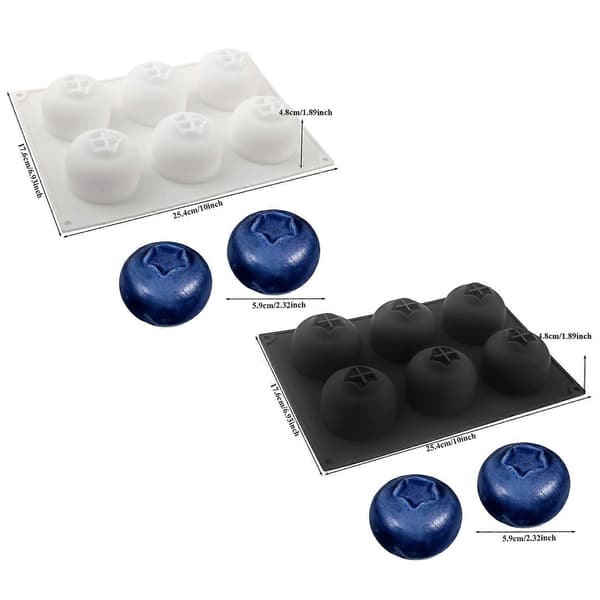 Blåbær bageform med 6 halvkuglekopper Genanvendelig Non-Stick Kageform Køkkentilbehør[TT] White
