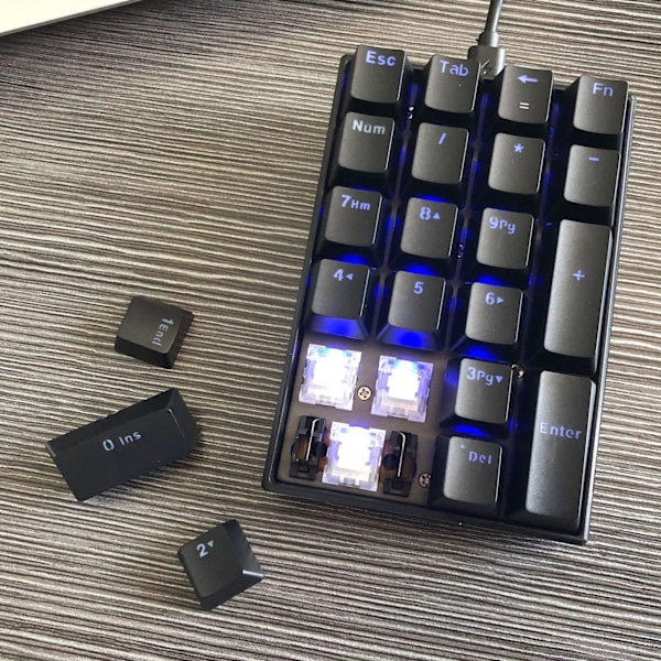 Trådbundet tangentbord Stepped Keycap Fadeless Durable Bakgrundsbelyst 21 Tangenter LED Mekaniskt Tangentbord Röd Axel