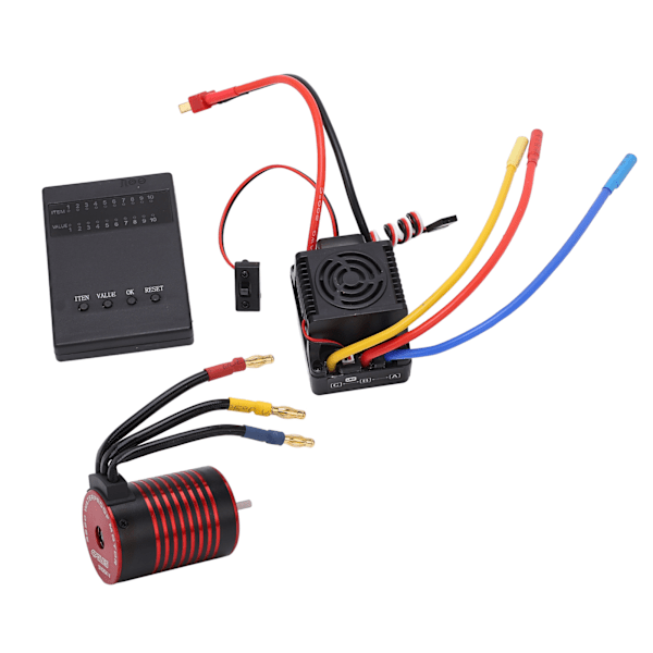 Vattentät 3650 Borstlös Motor med 60A ESC Programmeringskort Combo Set Tillbehör för 1/10 RC Bil 3100KV