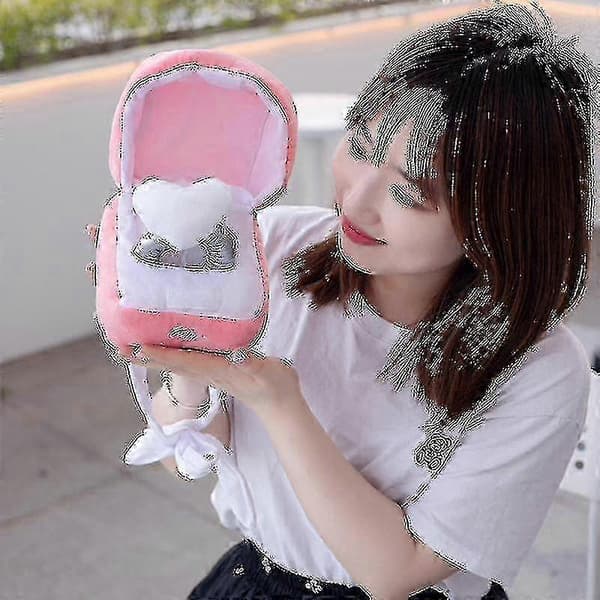 Creative Ring Box Plush Toy Love Diamond Ring Case Stuffed Couple Ring Surprise Gift Box Propose Keepsake Wedding Anniversary Gift Y[TT]