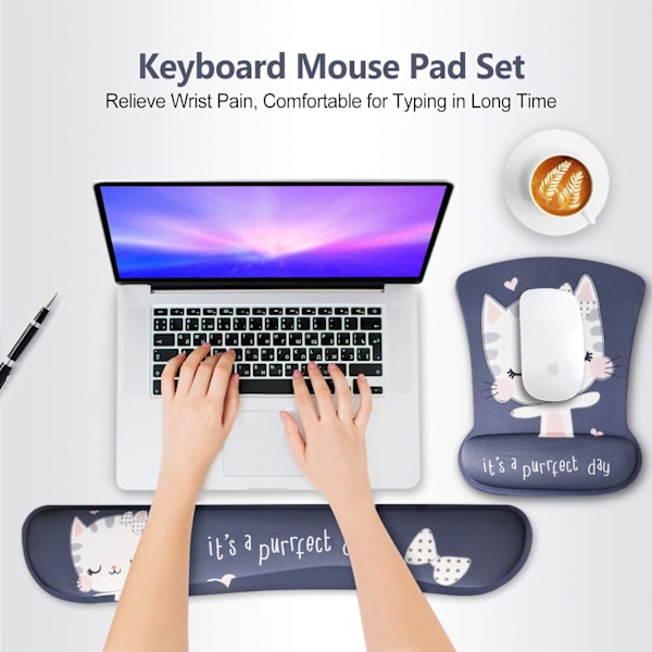 Ergonomisk musmatta med handledsstöd för arbete, långsam återhämtning minnessvamp bekväm halkfri gummibas gaming arbetsdatorer laptop (7.95In X
