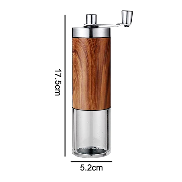 Manuell kaffekvern — Håndkaffekvern med justerbar dragetann, konisk grating i rustfritt stål, uten strøm, manuell kaffekvern for drypp wood grain