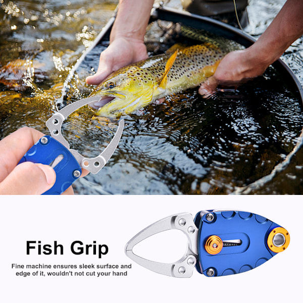 Mini Metall Fisk Läppgrepp Grippare Kroppsklämma Fiske Gripverktyg Tillbehör (Blå)