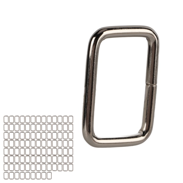 100 st metall fyrkantiga spännen rektangel metallring för väska Handväska Väska DIY Symaskinvara Hantverk Silver3x25x15mm