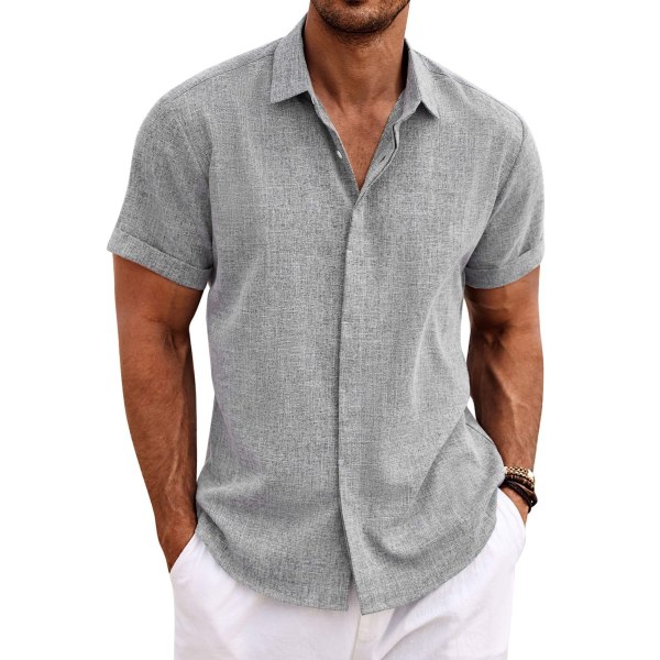 1 stk skjorte for menn - grå grey L