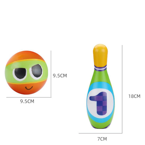 Pedagogiska leksaker, födelsedagsspel för barn 3+, mjuka 10 färgglada skumkäglor för inomhusbruk, tyst lek med unisex bowling set, utvecklar motoriska färdigheter