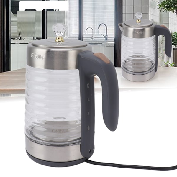 2L Electric Kettle 2200W High Power Auto Shutoff and Boil Dry Protection Electric Glass Tea Kettle EU Plug 220V