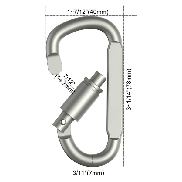 6-pack Aluminium D-Ring Låsande Karbinhakar Lätta men Starka INTE