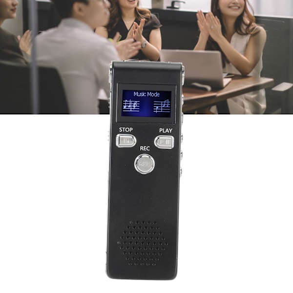 Digital röstinspelare HD Brusreducering Inbyggd Dubbel Mikrofon Portabel Inspelningsenhet MP3-spelare för Föreläsning 8G