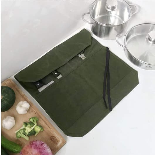 Canvas Knife Roll Bag - Knife Storage Green[TT] Green 206