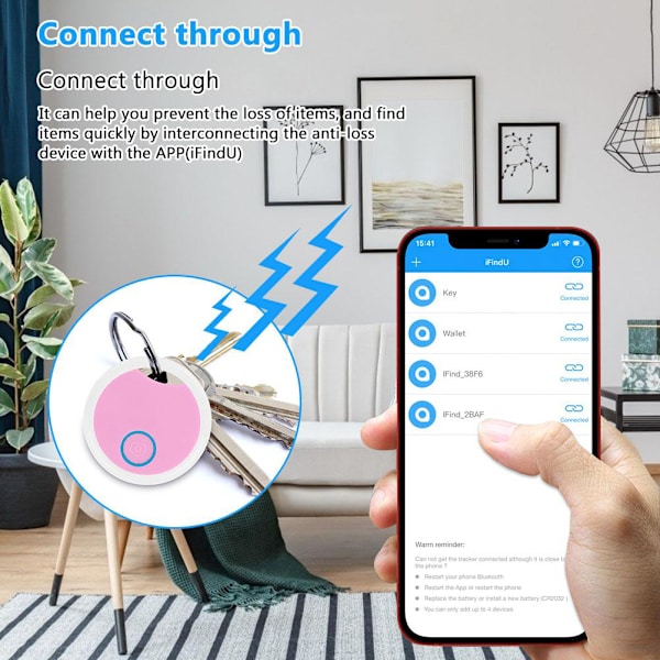 S8 Rund Bluetooth Anti-förlorad Enhet Mobiltelefon Lokalisering Nyckel