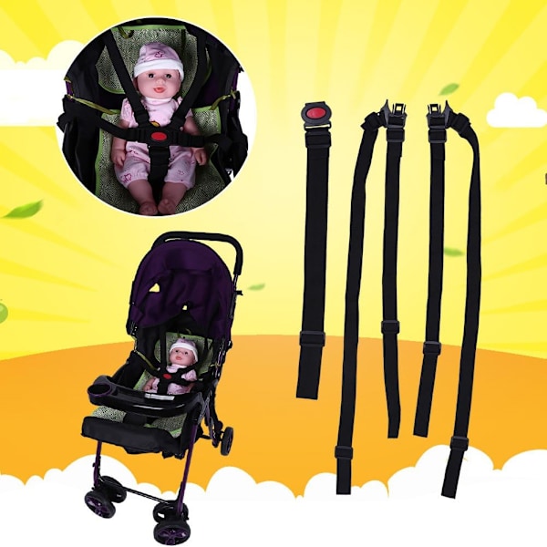 Viktig Säkerhetssele för Bebisar, Justerbar 5-punktsrem för Barnstol och Barnvagn, Slitstark Nylon för Fullständigt Skydd med Lättviktig Vikbar Design