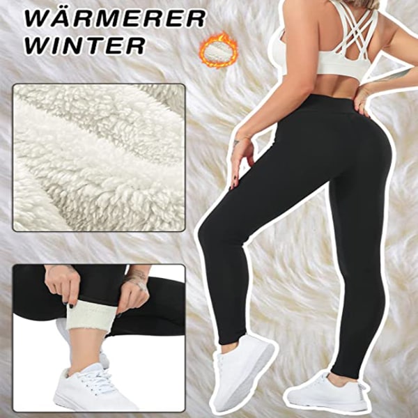 Varme leggings for kvinner, med fleece vintervarmt fortykket plysjfôr, ugjennomsiktig tights med høy midje for daglig bruk, fitness, løping, fotturer