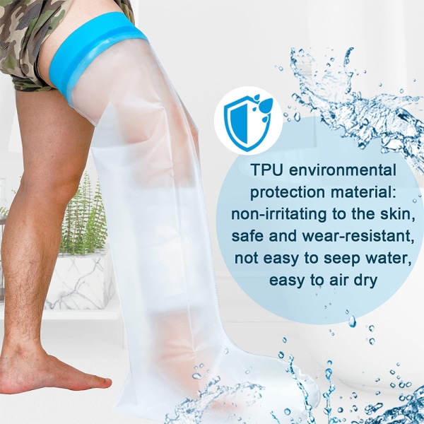 1 st gjutna skydd för dusch Fot för vuxna barn, vattentät fotgjutna cover för duschbad, mjuk och bekväm vattentät tätning att hålla adult's long legs