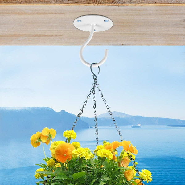 Loftkroge til ophængning af planter - Metalplantebeslag Jernvægmonterede lanterner Ophæng til ophængning af fuglefoder, lanterner, vindklokker, plantekasser, White