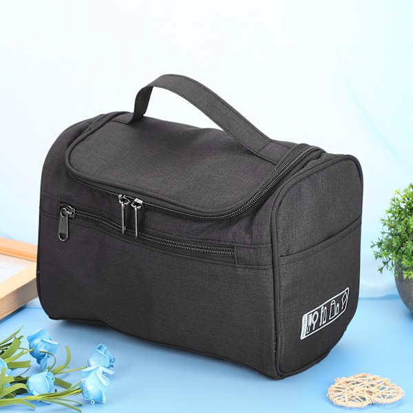 Portable Waterproof Hook Cosmetic Bag Large Capacity Makeup Storage Bag Organizer Travel KitBlack