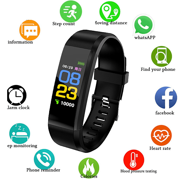 115 Plus Färgskärm smart armband Armband Puls Fitness Tracker (Svart)