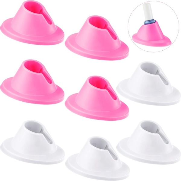 Nagellacksflaskhållare, Set om 8, Vit &amp; Rosa Silikongummi, Anti-Spill Nagellacksorganisatörer, Effektiv, Vältsäker, Ger Färg Till