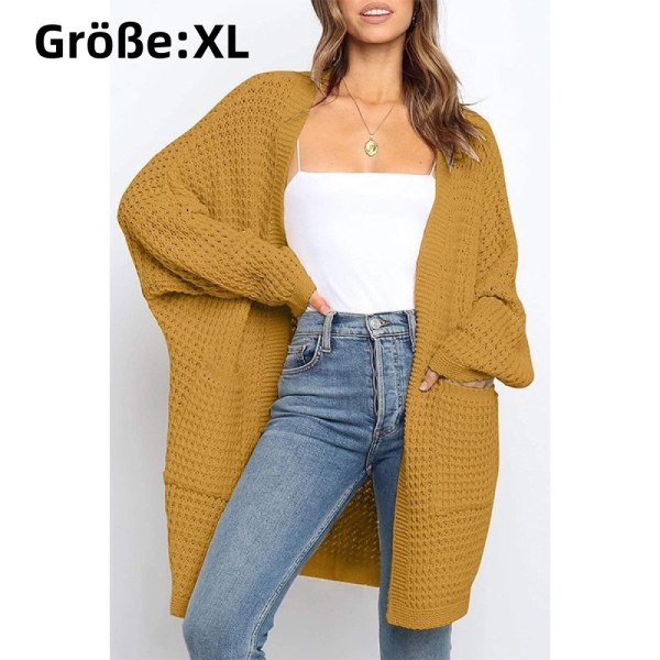 1stk-cardigan strikket genser-gul yellow XL