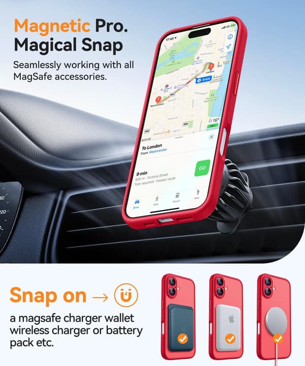 Magnetic Case for iPhone 16 Pro Max with Full Camera Protection [MagSafe Compatible] [Transparent Matte] Protective Phone Case, Hot Pink Red[TT] Red iPhone 16