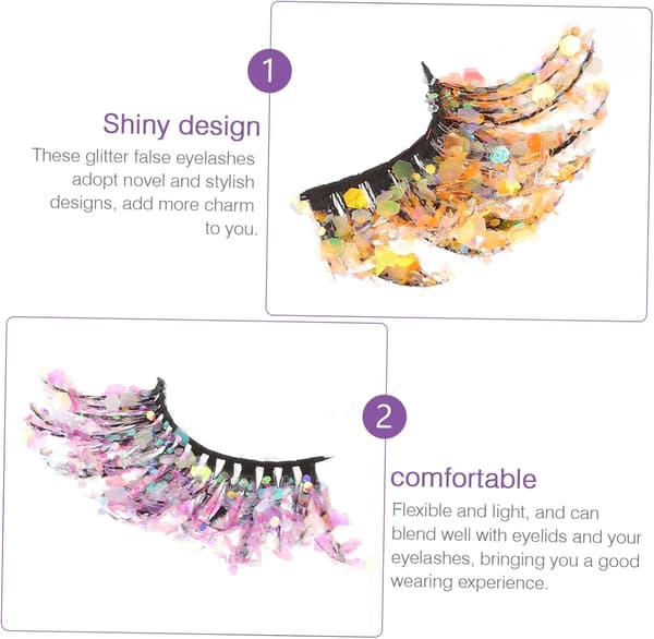 5 par glitterløsvipper, glittervippeforlengelser til Halloween, Thanksgiving, jul