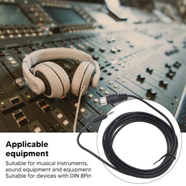 Din 8-stift till 3,5 mm MIDI-kabel Hane till Hane 8-stift Din till 3,5 mm Sladd för Musikinstrument Ljudutrustning 3m/9,8ft