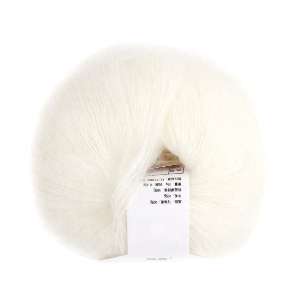 Populær Soft Mohair Pashm Strik Angora Langt Uldgarn Hot (hvid)