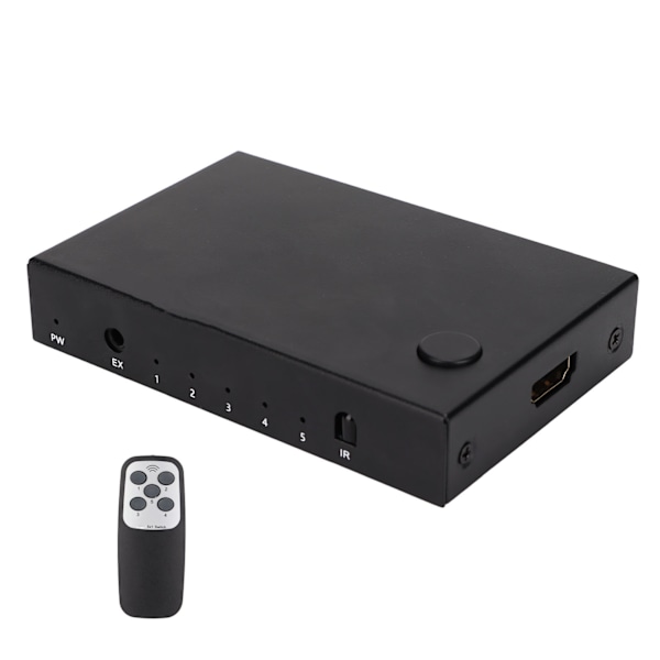 18Gbps HD Multimedia Interface 2.0 5x1 Switch 5 ingångar 1 utgång Switch Selector med fjärrkontroll och laddningskabel