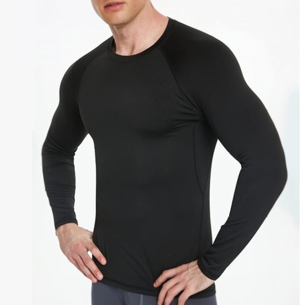 2st Base Layer T-Shirt Tights--svart långärmad black XXXL