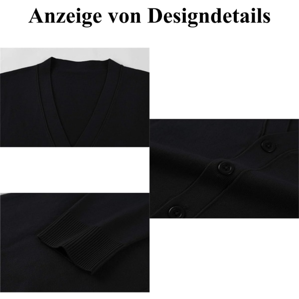 1 STK strikket cardigan med knapp - svart black XL