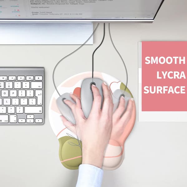 Musematte med håndleddsstøtte, Ergonomisk gelmusematte, Kul musematte for gamere, Håndleddsstøtte for mus med sklisikker PU-base (Rosa)